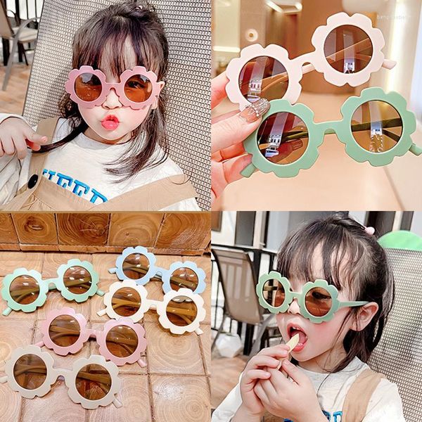 Occhiali da sole Bambini Bambini Girasole Rotondi Ragazzi Ragazze Cute Cartoon Baby Moda Colori Occhiali con protezione UV