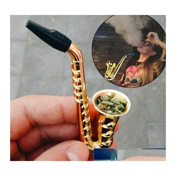 Acessórios exclusivos saxofones mini tubos portáteis de fumantes de tabaco metálico Gretos de cachimbo de cachimbo de cachorro Droga Droga do jardim doméstico doméstico Otolf