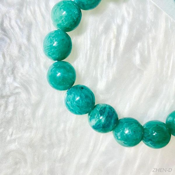 Strand Zhen-D Takı Doğal Amazonite Taş Göl Göl Green River Mavi Mavi 11mm Yuvarlak Boncuklar Bilezik Erkek Kadın İçin Muhteşem Hediye