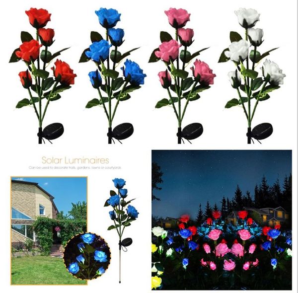 Rasenlampen Solar Rose Blumenlicht Wasserdicht Garten Landschaft Lampe Outdoor Home Weihnachtsdekoration NachtlichterRasen