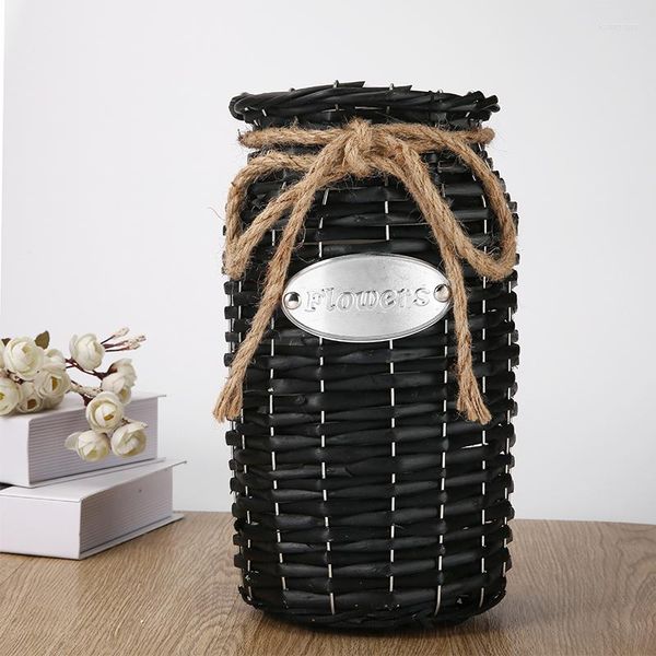 Vasi Grey/White/Brown/Black Wicker High FlowerPot Flower Basket a mano Cesti di fiori Vaso