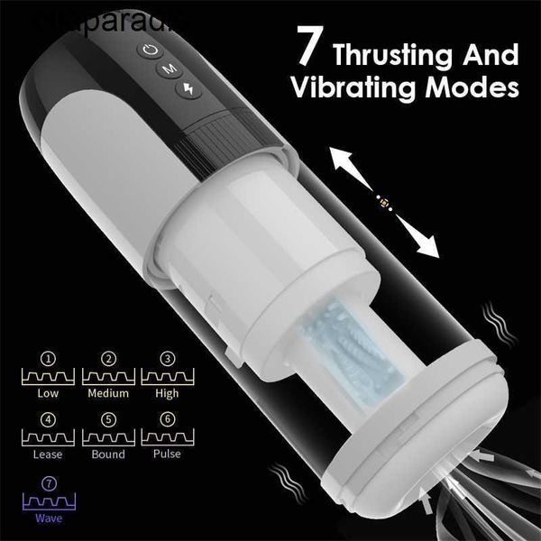 Massageador adulto automático sucção masturbação copo homem vagina aquecedor sexo brinquedo boquete silicone buceta telescópica masturbador máquina para homem