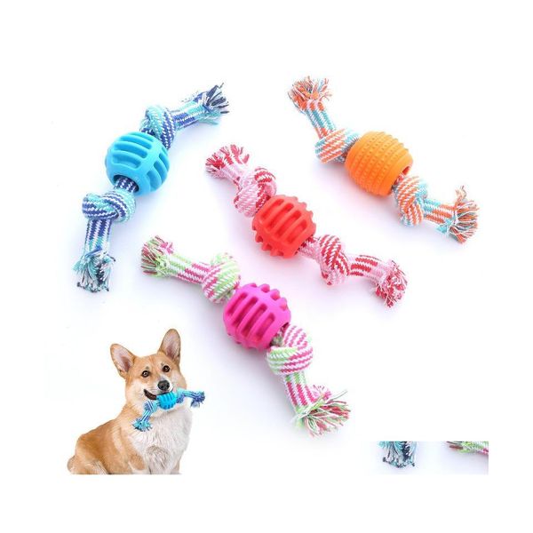 Dog Toys жевает веревка для домашних животных жевать костный шар для животных домашних животных, играющих в узел игрушек хлопковые зубы для зубов для маленьких 4 цветов.