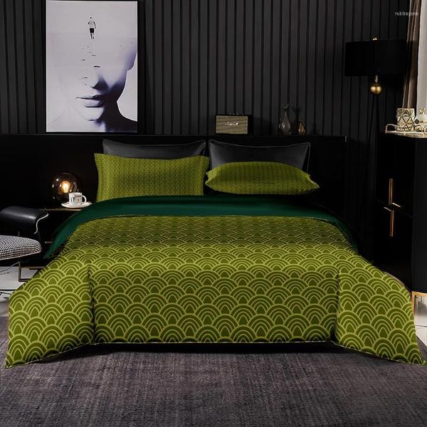 Set di biancheria da letto Set copripiumino verde di lusso giapponese 220x230 con federa 173x218 trapunta in fibra superfine lenzuolo matrimoniale