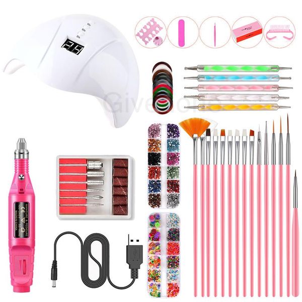 Nail Art Kits Set UV LED Lampe Trockner Gel Nagellack Kit Nägel Dekorationen Maniküre Werkzeuge Elektrische Bohrmaschine für