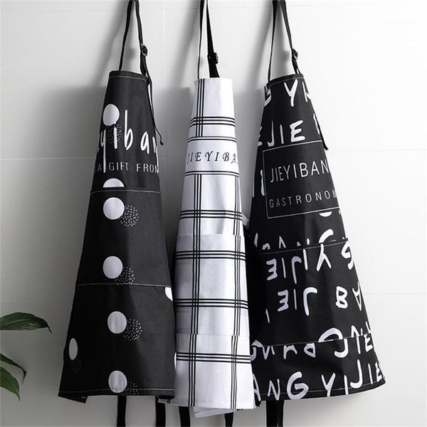 Aventais 1pc Avental de cozinha preto e branco para mulher homem cozinheira casa cozinha ajustável Bib Kitchen1