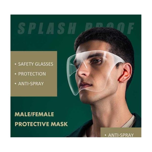 Outras ferramentas de cozinha Antifog à prova d'água Splash Gott Blocc Face Shield Reutilizável PVC ER FL Durável Visoras respiráveis ​​mas dh71h