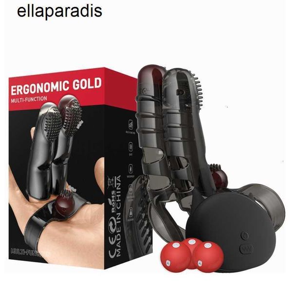 Brinquedos sexuais massageador 10 freqüência carregada av dedo vibrador 3 bolas vibrar g-ponto c-ponto 2 em 1 clitóris estimular vibradores de orgasmo