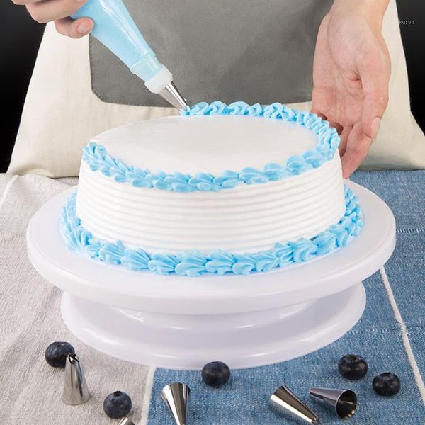 Strumenti di Cottura Pasticceria Torta di Plastica Giradischi Rotante Antiscivolo Rotondo Supporto per Decorazione Piatto da Tavolo Cucina Fai da Te Pan Tool 1 pz