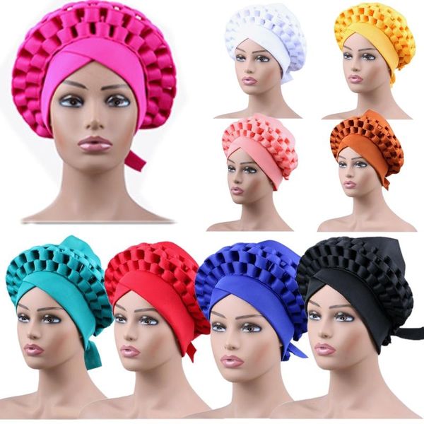 Geipos gorro/crânio Caps de turbante chapéu para mulheres helternos africanos prontos para usar a cabeça feminina envolve o casamento nigeriano muçulmano tradicional