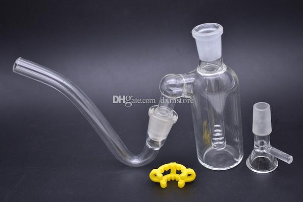 Горячий встроенный Perc стеклянный пепельный ловчик Bong с J-Hooks Adapter J Hooks Стеклянные трубы и наборы для кальяны для курения 14 мм Ashcatcher 45 градусов