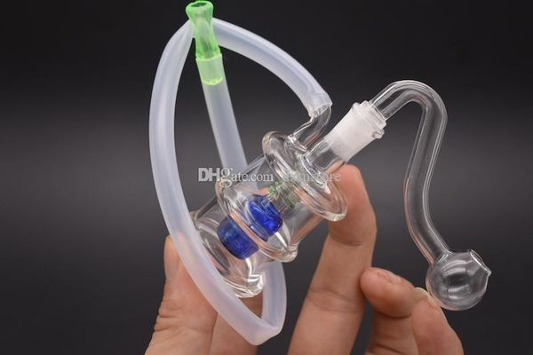 Recycler Dab oil Rig Bong Pipa ad acqua in vetro con tubo per bruciatore a nafta da 10 mm Cyclone Percolator Rigs Vortex Fumo gorgogliatore Tubo con tubo flessibile