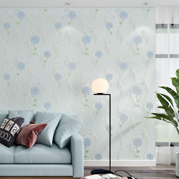 Wallpapers Einfache Wellenmuster Große Blume Vliesstoff Selbstklebende Tapete Schlafzimmer Wohnzimmer Mädchen Rosa Y116