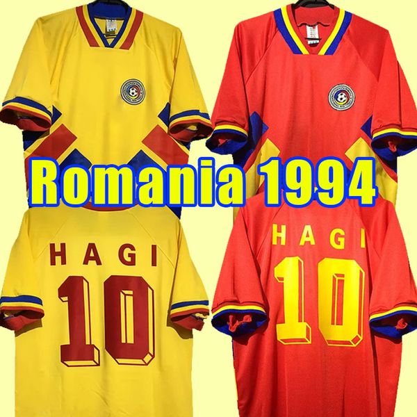 Top 1994 Maglia da calcio retrò Romania Maglia da calcio CHIRICHES 94 Maglia RADUCIOIU HAGI Maglia classica da piede s-2xl