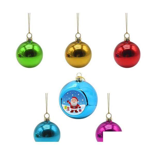 Decorações de Natal sublimação Shod pode ser transferência de calor em branco 6Color 8cm Round plástico natalina ornamentos de bola árvores de Natal em dhwev