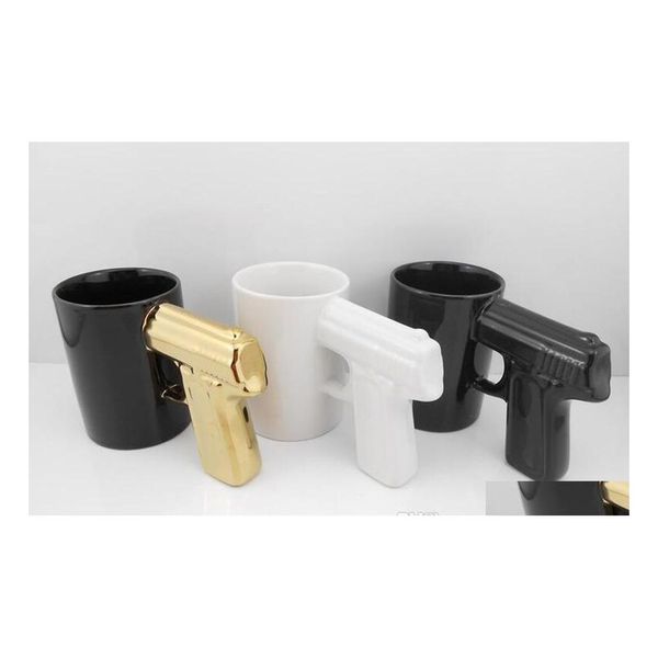 Tassen Gun Mug Pistolengriff Kaffee Milch Tassen 4 Farben Kreative Büro Keramik Weingläser Galvanisieren Trinkgeschirr Flasche DHS Drop Deliv Dhxta