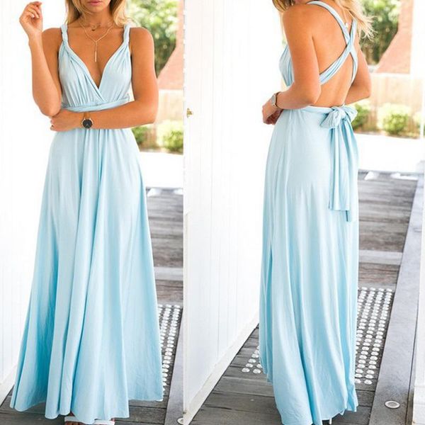 Abiti casual Donne sexy Boho Maxi Club Dress Fasciatura blu Festa lunga Multiway Damigelle d'onore Convertibile Infinity Robe Longue Femme