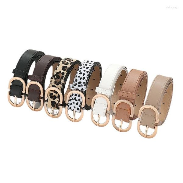 Kemerler Moda Alaşım Kadınlar Toptan Altın Yarım Dirkalı Toke Leopar Baskı Kot Pankasal Elbise Trench Bel Strap için İnce Bel Bant