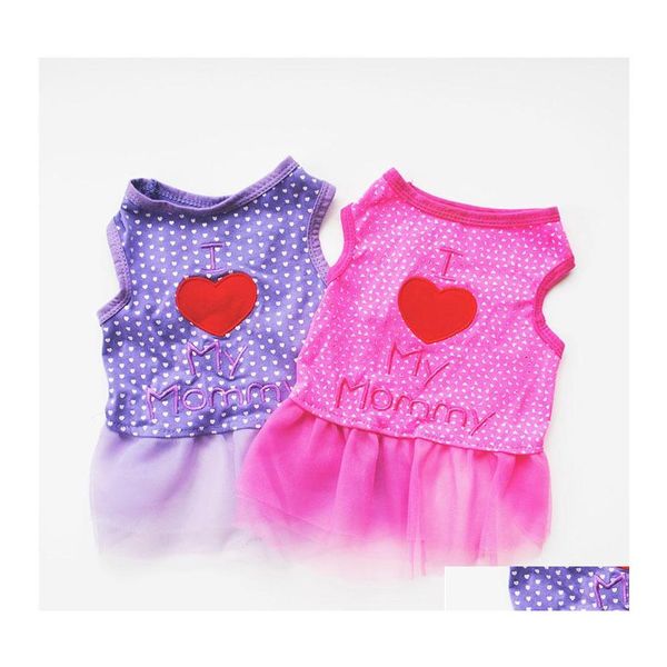 Abbigliamento per cani Abbigliamento Abbigliamento I Love Mommy Pattern Stampa Skirt Cucciolo Spring Summer Summer Custom Houst Drop Drop Delike Dh45z