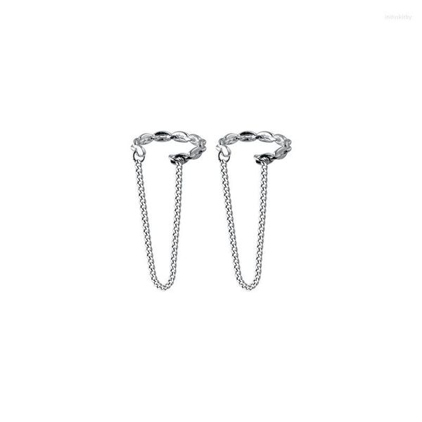 Backs Orecchini Real 925 Sterling Silver Chain Pattern Ear Cuffs Non forato Nappa Cartilagine Avvolge per le donne E0654