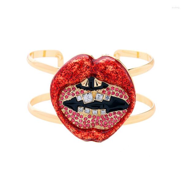 Armreif Cool Big Red Lip Fashion Statement Schmuck 2023 Damen Offene Manschette Accessoires