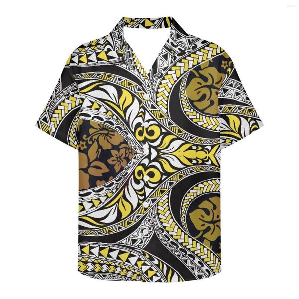 Camicie casual da uomo Samoan National Print Camicia da uomo estiva tatuata Design con scollo a V Manica corta di alta qualità Moda Festa personalizzata