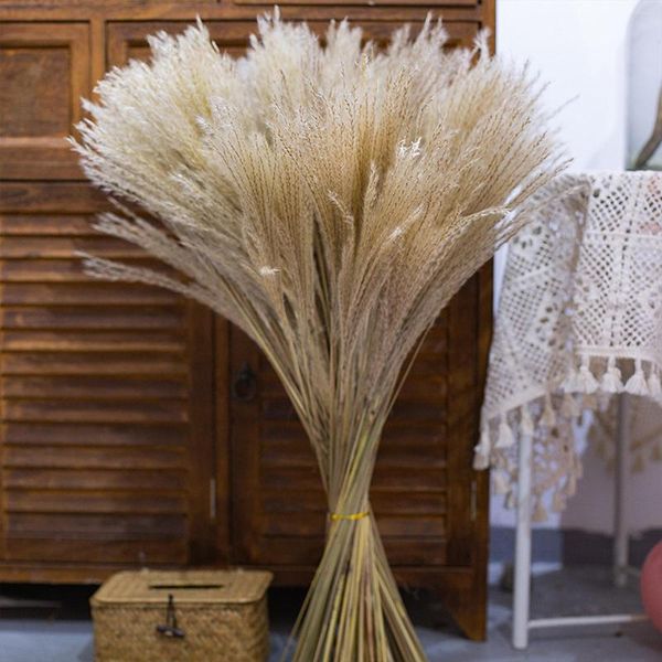 Fiori decorativi secchi Pampas Erba Canna Piante artificiali di simulazione 15 pezzi Set Vaso da pavimento alto Decorazione della casa