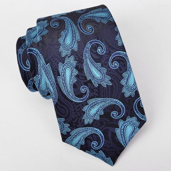 Fliegen Grüne Paisley-Polyester-Krawatte Marineblaue Streifenpunkte Herren-Business-Jacquard-gewebte formelle Krawatte für Herrenanzug Fabrikverkauf