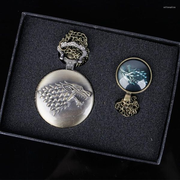 Taschenuhren Top-Marke Antike Uhr Männer Frauen Fob Halskette Anhänger Geschenk mit Sets Geschenkbox
