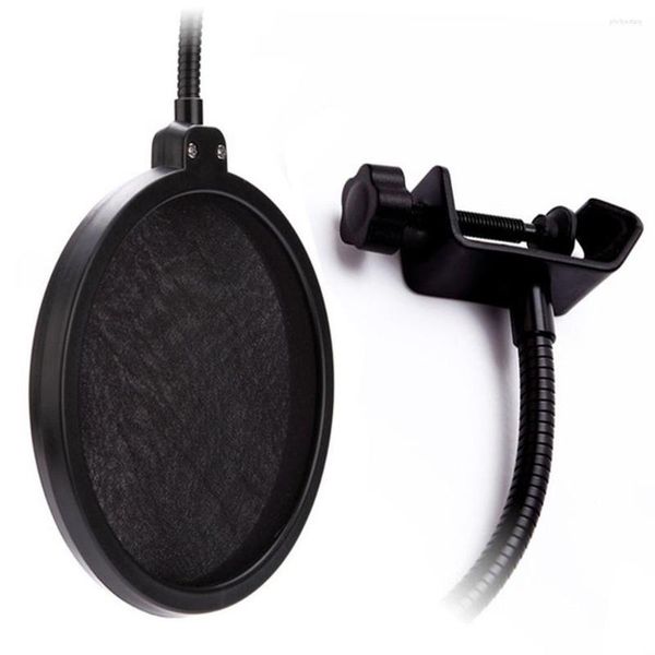 Microfones pretos anti -cuspo giratório Mount Studio gravação Proteção Melhorar o som plosivo Ajustável Instalação fácil de microfone longo Tampa de microfone