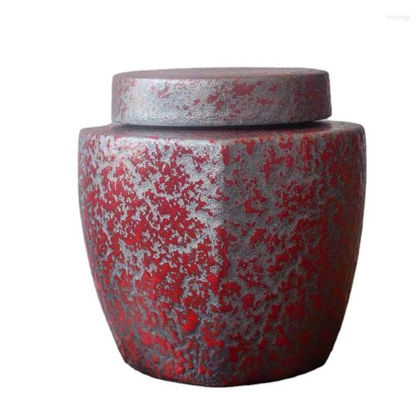 Garrafas de armazenamento estilo chinês jarra de chá de cerâmica criativo organizador lixo largo
