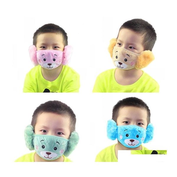 Maschere di design 2 in 1 Protezione per le orecchie Orso Ricamo Maschera per bocca per bambini Maschera antipolvere per bambini Regali per feste per bambini 9Jzj E19 Drop Delivery Otjlo