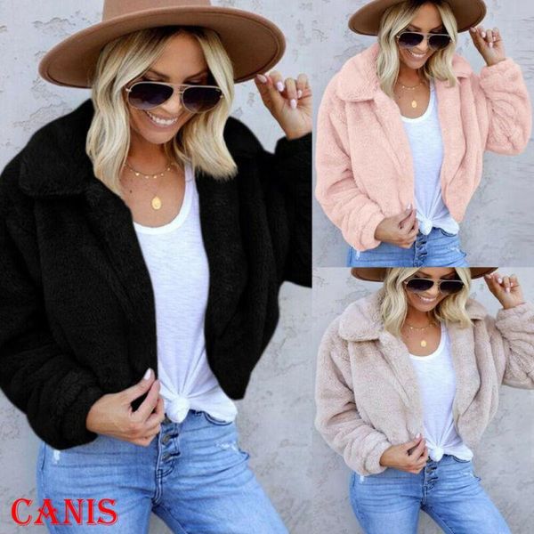 Giacche da donna Donna Inverno Teddy Bear Fleece Fluffy Coat Maglione Capispalla Ladies Solid Warm Top Cardigan Cappotti Abbigliamento