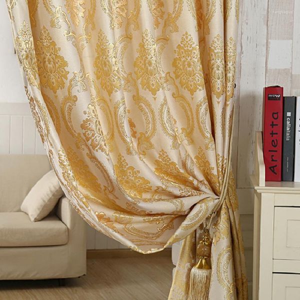 Tenda Tende Di Lusso Per Soggiorno Sala Da Pranzo Camera Da Letto Stile Europeo Multicolor Oro Verde Jacquard Verticale