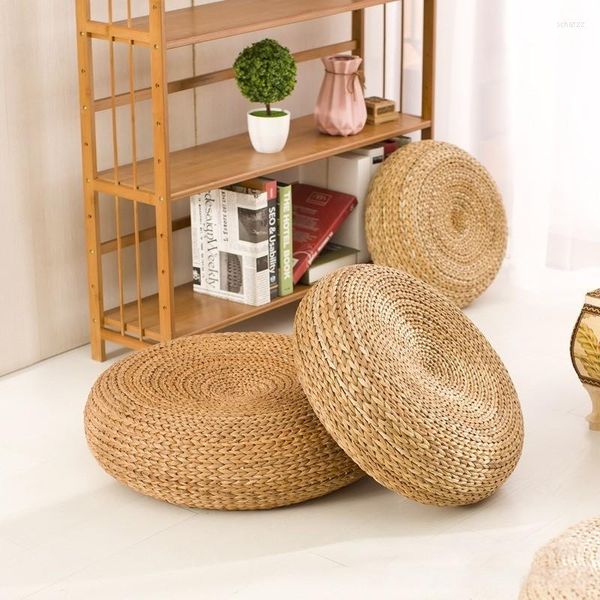 Travesseiro mifuny de peito à mão Cattail Grass Futon Tatami Straw Balcony Floor Pier Horset Housed Housed Rattan Round Stool