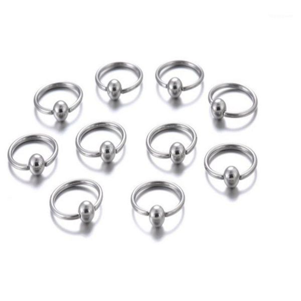 Jóias da carroceria outros 10pcs/conjunto de anel nariz Piercing arco de aço de aço para a orelha de lábio jóias de esferas de prata111