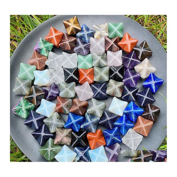 Pietra 14X20Mm Merkaba Esagramma Stella Qaurtz Chakra Artigianato Ornamenti Guarigione energetica Reiki Cristallo Gioco a mano Decorazione della casa Drop Deliv Dhxr8