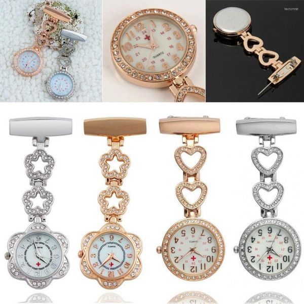 Карманные часы изысканные женщины Quartz Watch Brooch FOB подвесной штифт Crystal сплав сплай