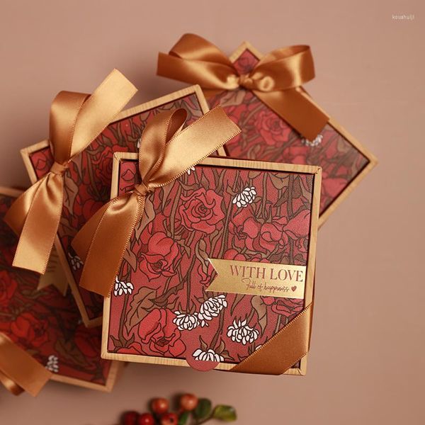 Confezioni regalo 5 pezzi Scatole di caramelle con nastro Fai da te Cioccolatini da forno Imballaggi di carta fatti in casa per ragazzi Ragazze San Valentino Ringraziamento