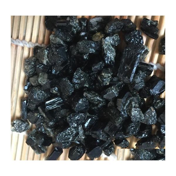 Artes e ofícios por atacado 100g Natural Black Tourmaline Rough Mineral Quartz Cristal Gravel Tambled Stone Reiki Cura para Degaussi dhw7f