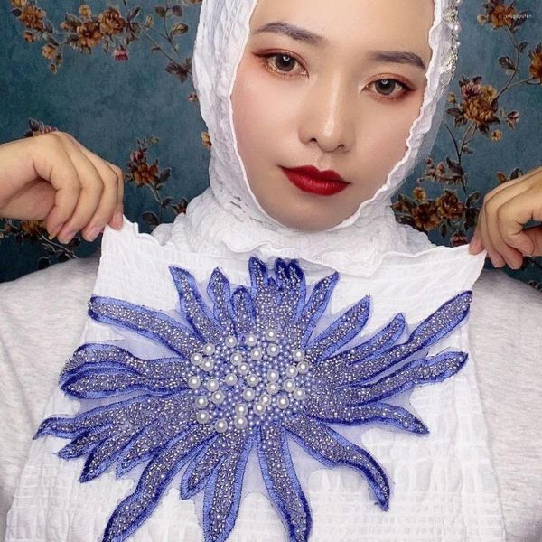 Abbigliamento etnico un pezzo da donna lucida di bellezza di bellezza floreale a scialle di paillettes ororcata perle perle arabo islamico hijab chiffon wrappose