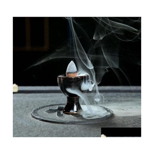 Duftlampen Mini-Aromatherapie-Ofen Kleine Keramik-Pagoden-Aromabrenner Rückflussornamente Weihrauchständer pro Berge und Ri Dhl0D