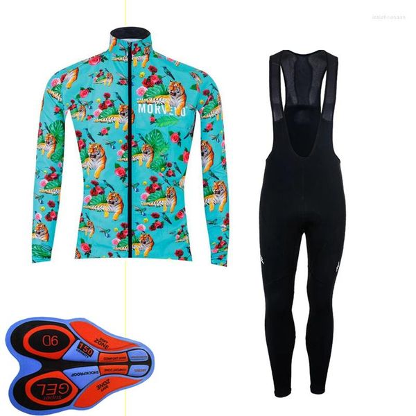 Set da corsa 2023 Uomo Ciclismo Jerse Bib Pantaloni Tuta Autunno Traspirante Manica lunga Mtb Bike Abiti Bicicletta Uniforme Abbigliamento sportivo all'aperto Y100901