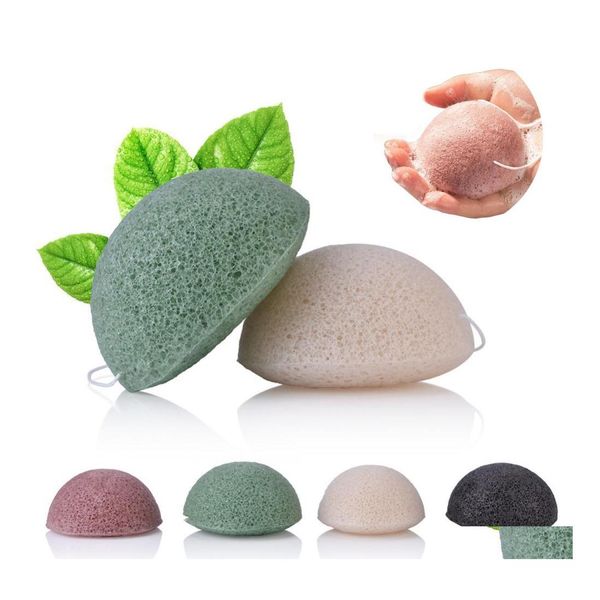 Spazzole da bagno Spugne Scrubber Spugna Konjac Soffio facciale Pulizia del viso Lavaggio Konnyaku Esfoliante Pulizia Cura Strumento per il trucco Goccia Otgrx