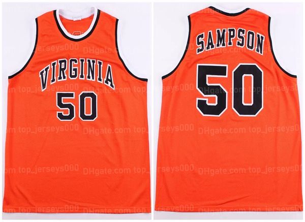 Maglia da basket personalizzata Sampson Virginia Cavaliers College Throwback Uomo Bianco Arancione Tutti Ed Qualsiasi nome e numero Taglia S-5XL