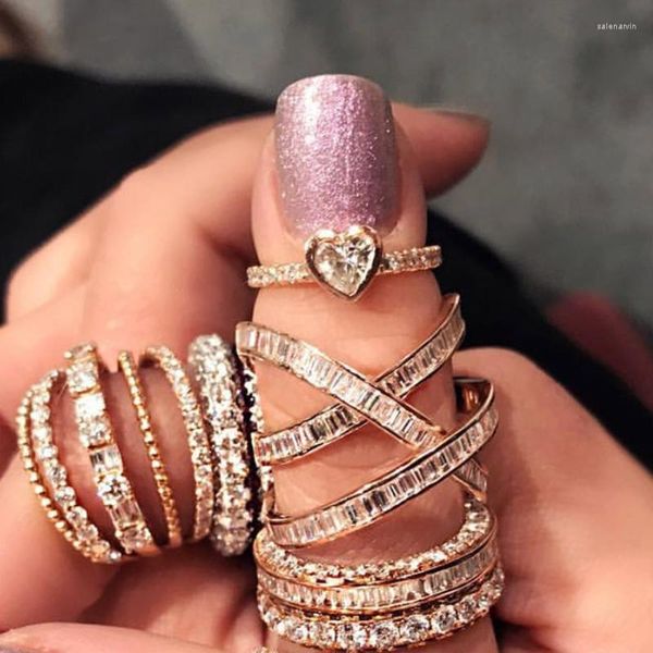 Eheringe Original Design Luxus Statement Stapelbarer Ring für Frauen Kubikzirkon Engagement Dubai Punk Braut Top Finger Geschenk