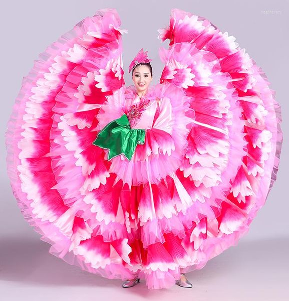 Abbigliamento da palco Abito da ballo per sala da ballo da donna con petali rosa completi da donna / palco