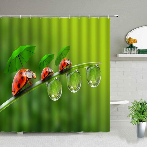 Cortinas de chuveiro Design criativo Design criativo Corte de banheiro de planta de flor verde Corte de banheiro à prova d'água Decoração de decoração de decoração de pano