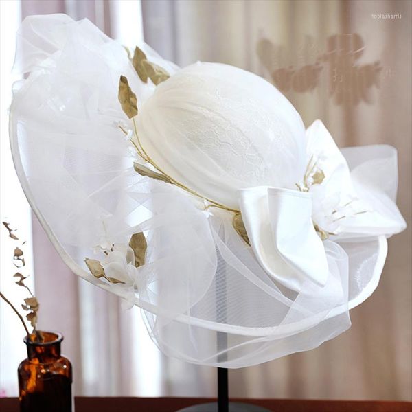 Kopfbedeckungen Super Fairy Fantasy Wrapped Yarn Flower Hat Series Bridal Tours Pography Building Top Accessories