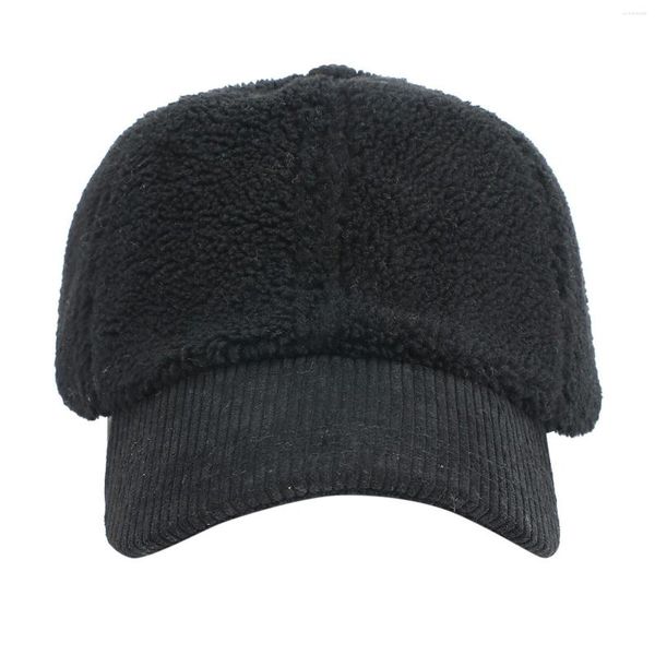 Ball Caps Faux Lamb Wool Baseball Cap para homens Mulheres Teddy lã Sports Hats Warm Womens com Hole Bill Dance Hat